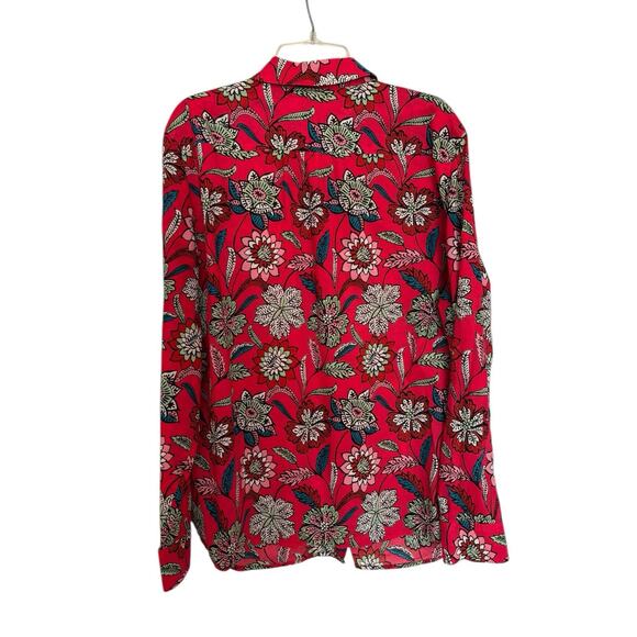 Talbots Cotton Size XLP Button Front Shirt Botanical Floral Long sleeve - Picture 4 of 6